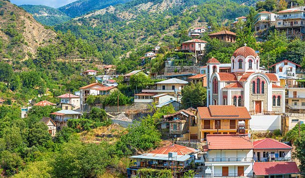 panoramic view of the village Moutoullas. Nicosia district. Cyprus